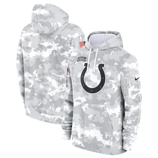 Men Indianapolis Colts 2024 Arctic Camo Salute to Service Club Fleece Pullover Hoodie