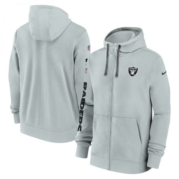 Men Las Vegas Raiders Grey 2024 Team Full-Zip Hoodie