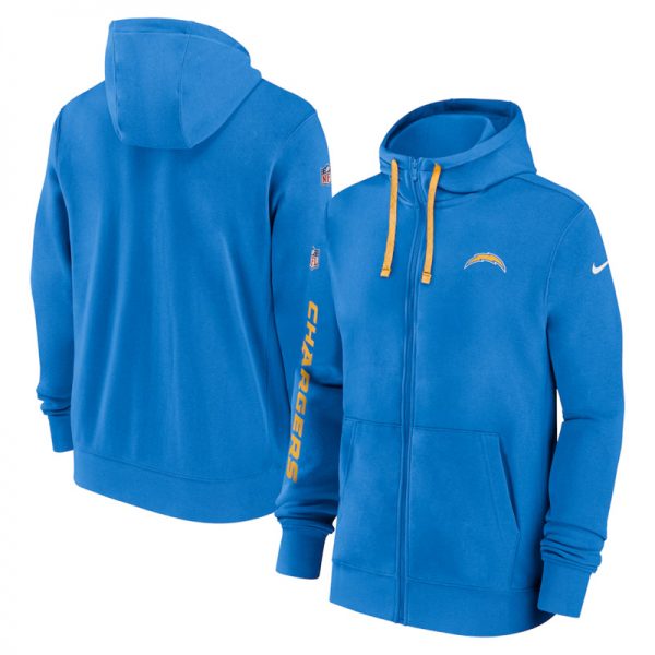 Men Los Angeles Chargers Blue 2024 Team Full-Zip Hoodie