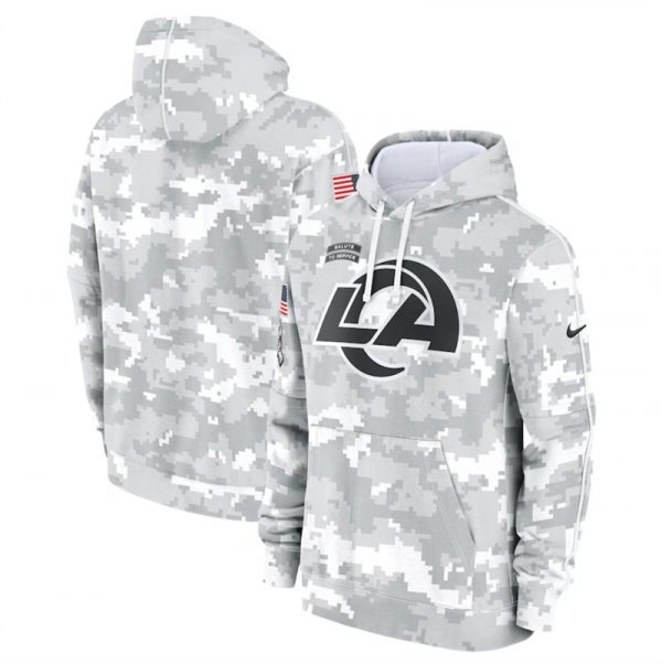 Men Los Angeles Rams 2024 Arctic Camo Salute to Service Club Fleece Pullover Hoodie