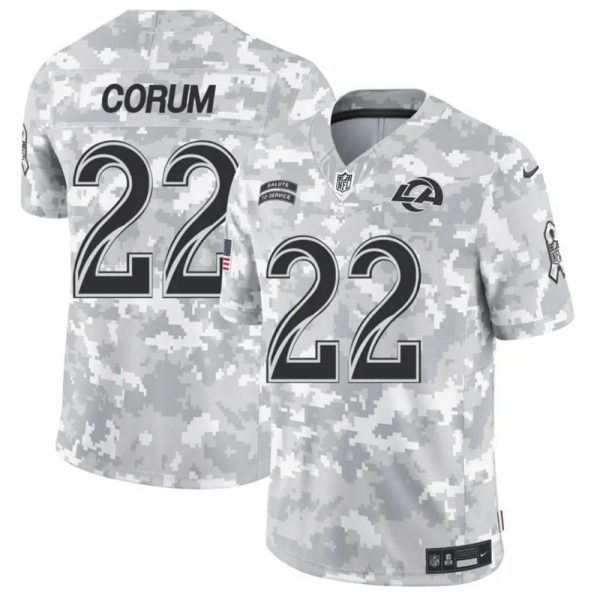 Men Los Angeles Rams #32 Blake Corum 2024 F.U.S.E Arctic Camo Salute to Service Limited Stitched Football Jersey