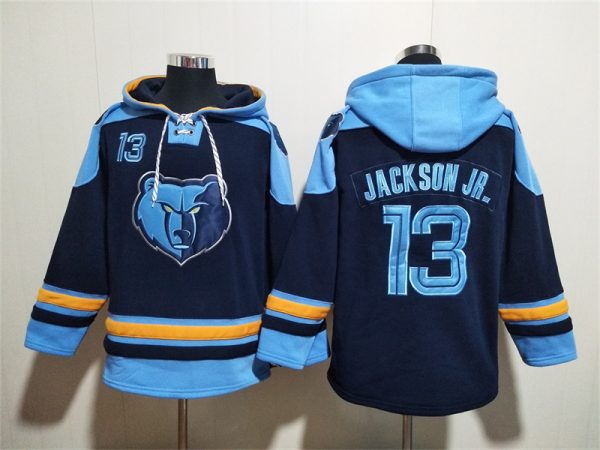 Men Memphis Grizzlies #13 Jaren Jackson Jr. Navy Ageless Must-Have Lace-Up Pullover Hoodie