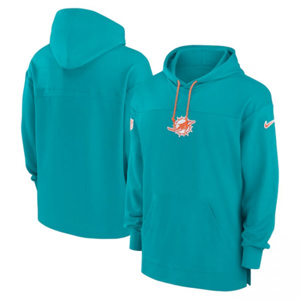 Men Miami Dolphins Aqua Performance Pullover Hoodie