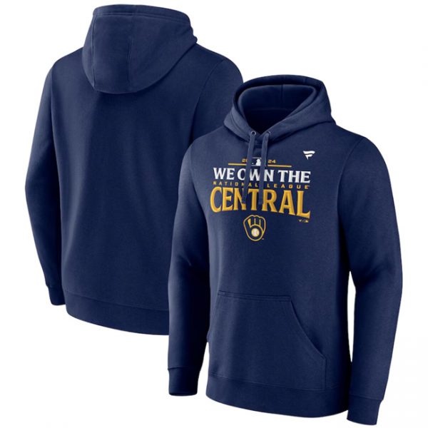 Men Milwaukee Brewers Navy 2024 NL Central Division Champions Locker Room Pullover Hoodie