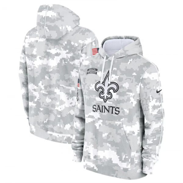 Men New Orleans Saints 2024 Arctic Camo Salute to Service Club Fleece Pullover Hoodie