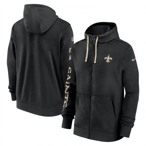 Men New Orleans Saints Black 2024 Team Full-Zip Hoodie