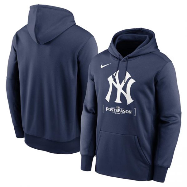 Men New York Yankees Navy 2024 Postseason Collection Therma Pullover Hoodie