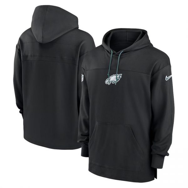 Men Philadelphia Eagles Black Performance Pullover Hoodie