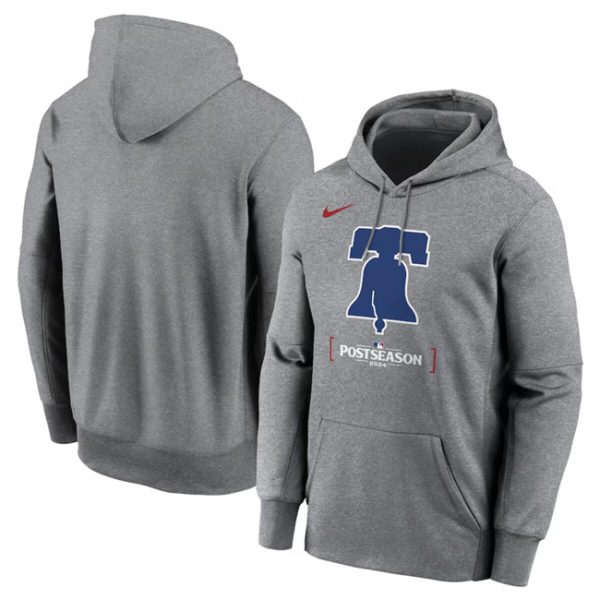 Men Philadelphia Phillies Heather Charcoal 2024 Postseason Collection Therma Pullover Hoodie