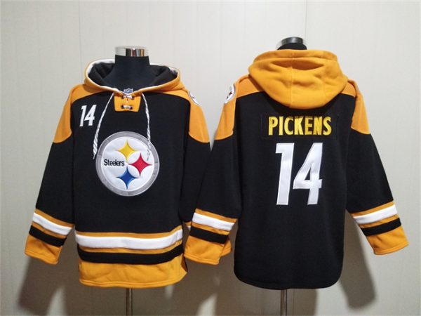 Men Pittsburgh Steelers #14 George Pickens Black Ageless Must-Have Lace-Up Pullover Hoodie