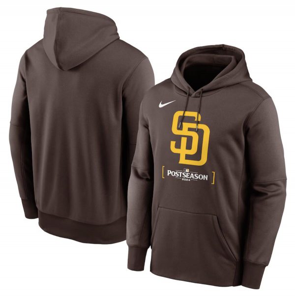 Men San Diego Padres Brown 2024 Postseason Collection Therma Pullover Hoodie
