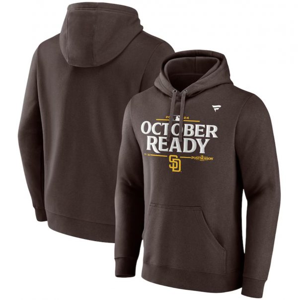 Men San Diego Padres Brown 2024 Postseason Locker Room Pullover Hoodie