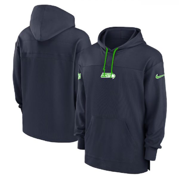 Men Seattle Seahawks Navy Performance Pullover Hoodie