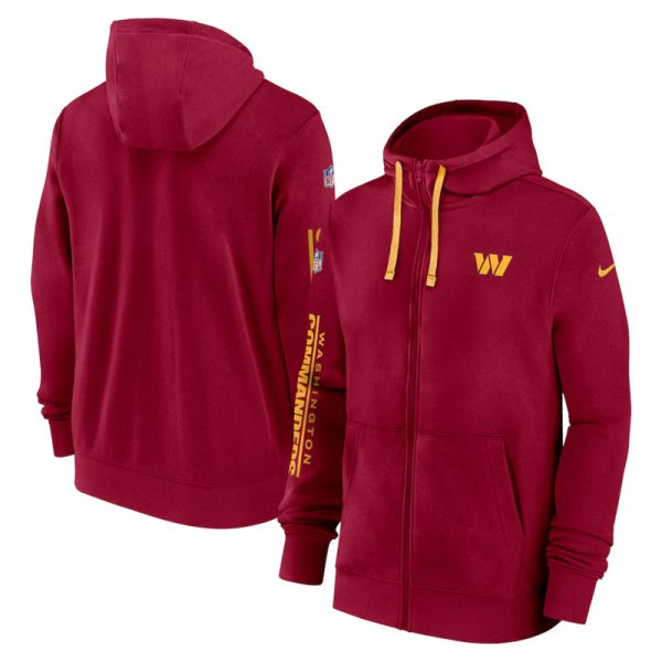 Men Washington Commanders Burgundy 2024 Team Full-Zip Hoodie